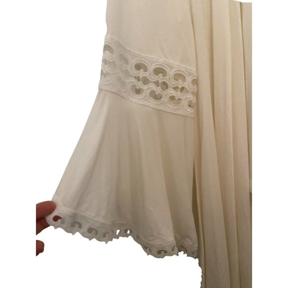 New White asymmetrical duster open lightweight cardigan bell sleeve sz 1X - Picture 2 of 4